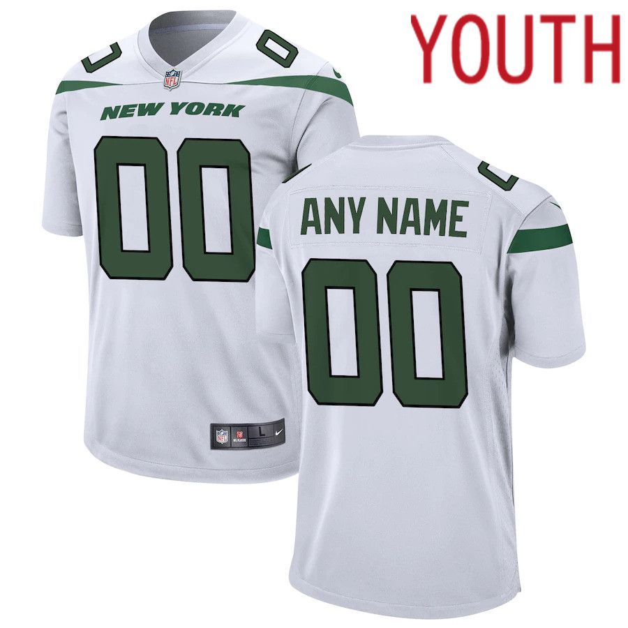 Youth New York Jets White Nike Custom Game NFL Jersey